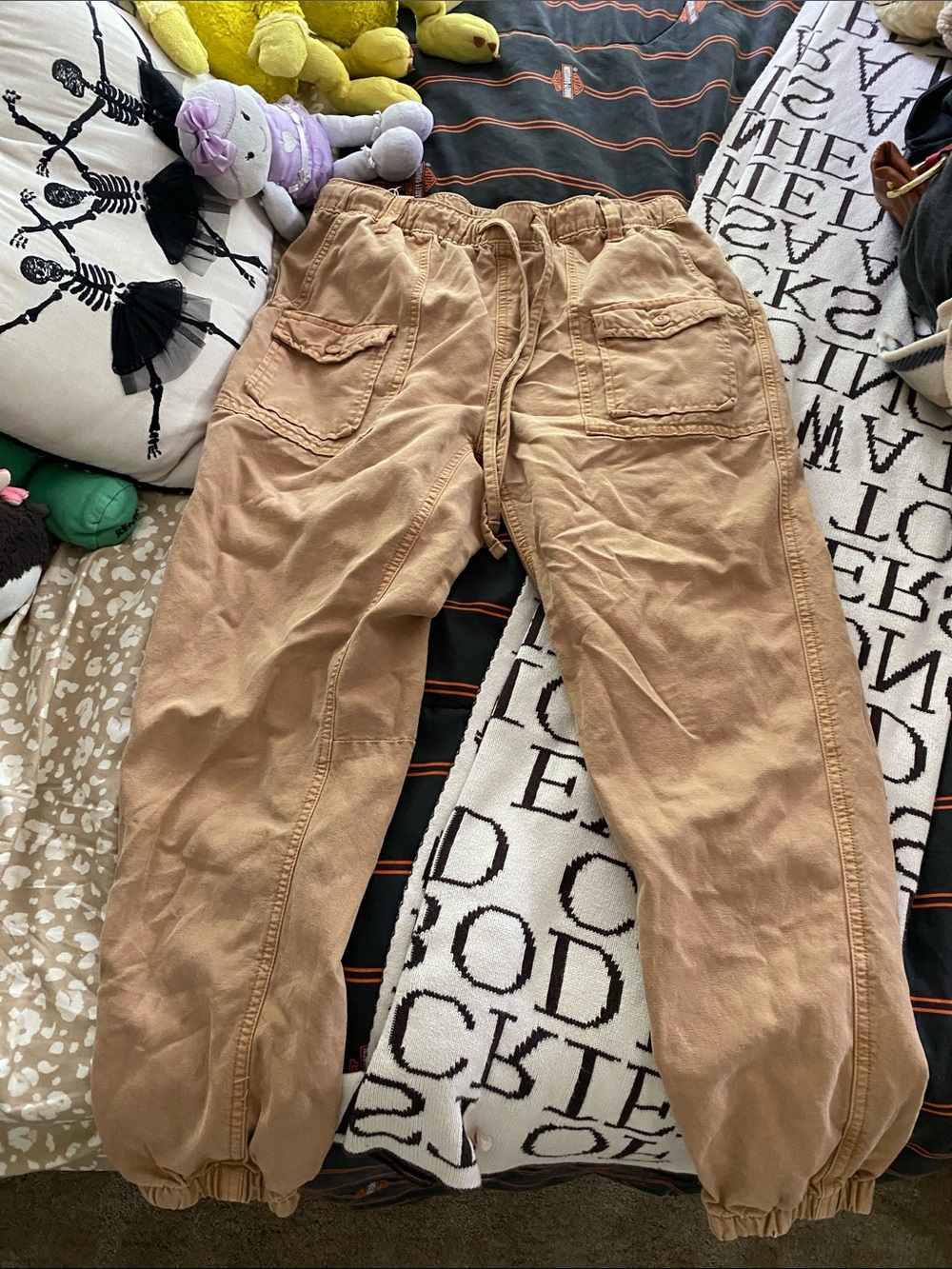 aerie Relaxed Drawstring Pants in Camel Tan Color